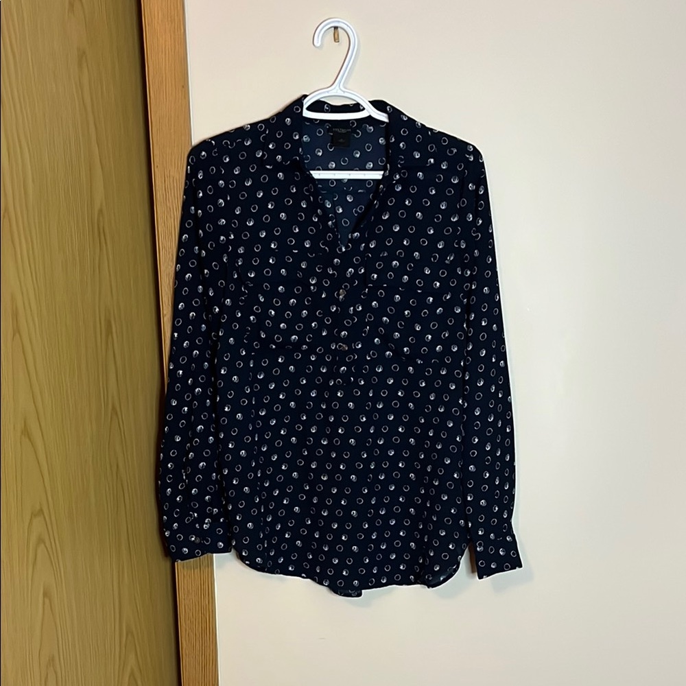 Ann Taylor Blue Long Sleeve Blouse